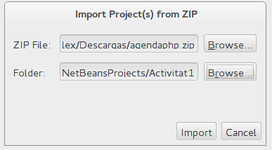 Importar la solució a l'IDE Netbeans